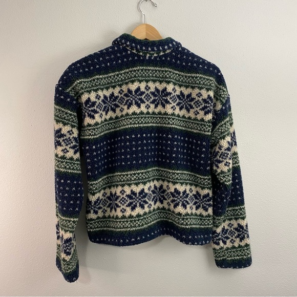 TapeMeasure Vintage Nordic Snowflake Button Up Sweater Cardigan Sz L Made in USA - Picture 5 of 7